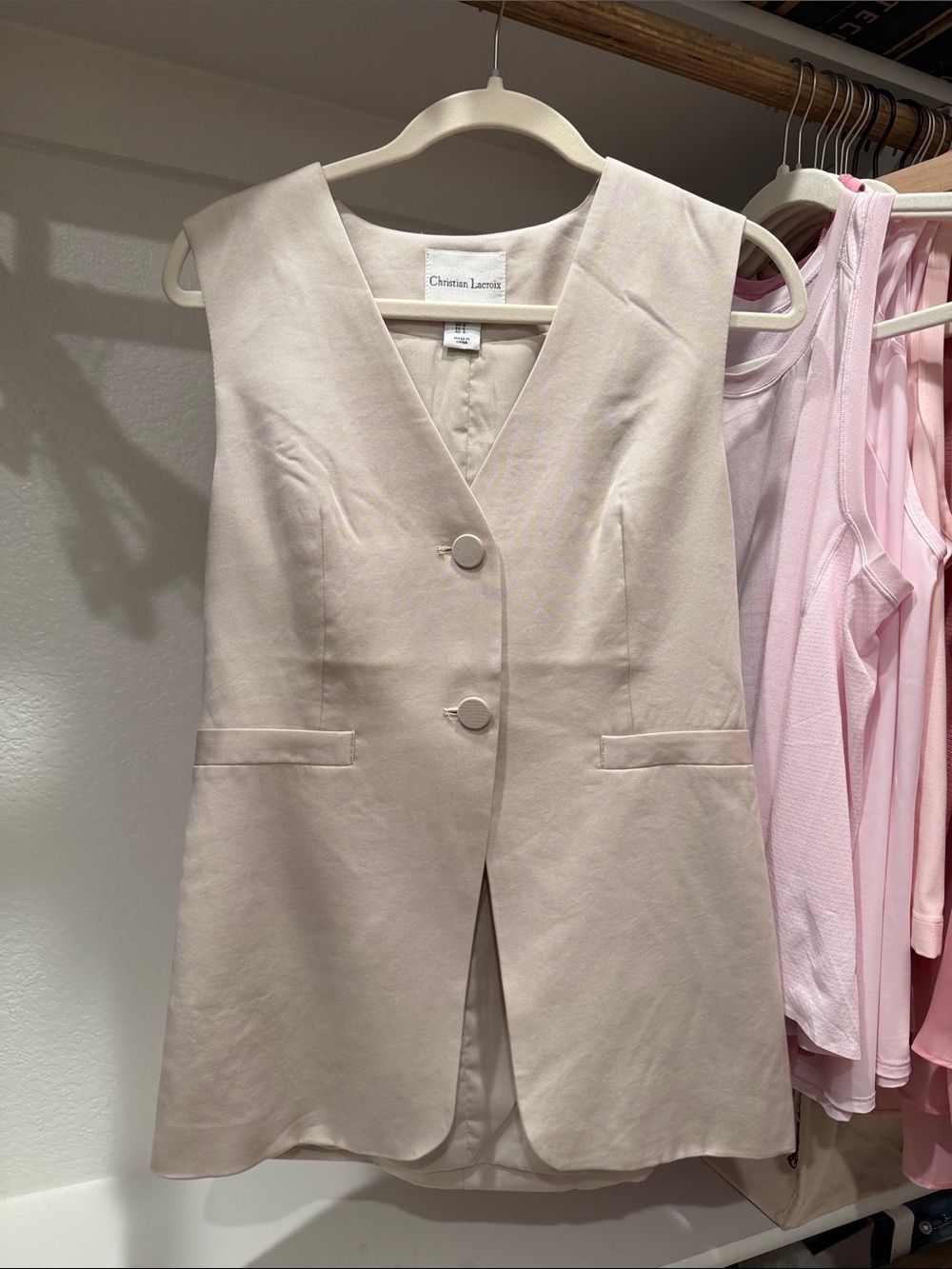 Christian Lacroix Cream One-Shoulder Vest Dress